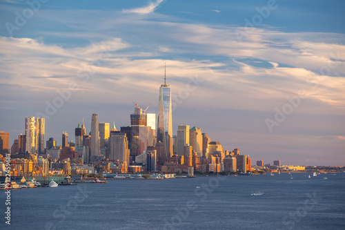 Downtown Manhattan skyline at sunset
