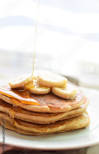 Wallpaper Mural hot banana pancakes drizzled with real maple syrup Torontodigital.ca