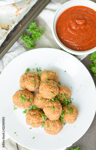 Wallpaper Mural healthy ground turkey meatballs with red marinara sauce Torontodigital.ca