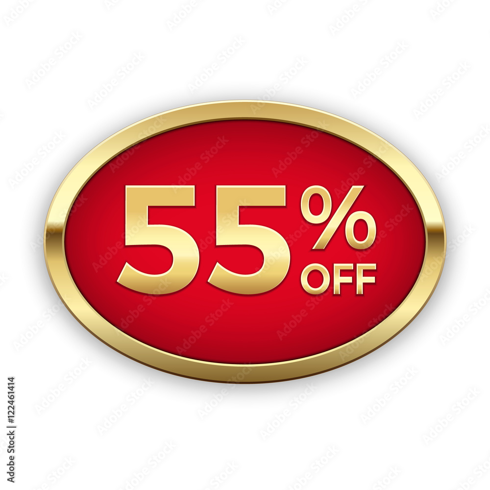 55% off golden badge, vector