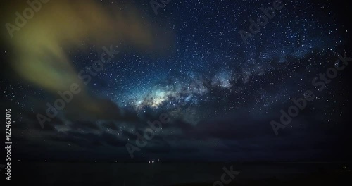 Time lapse of stars moving across the night sky, space astrophotography photo