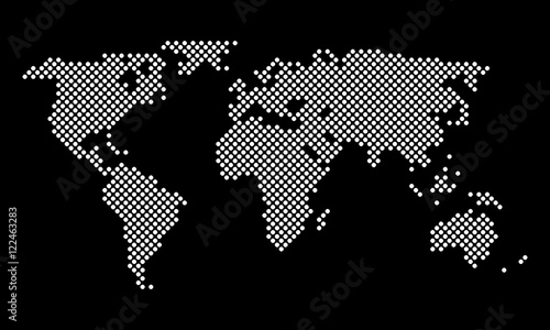 Vector World Map round pixel dots