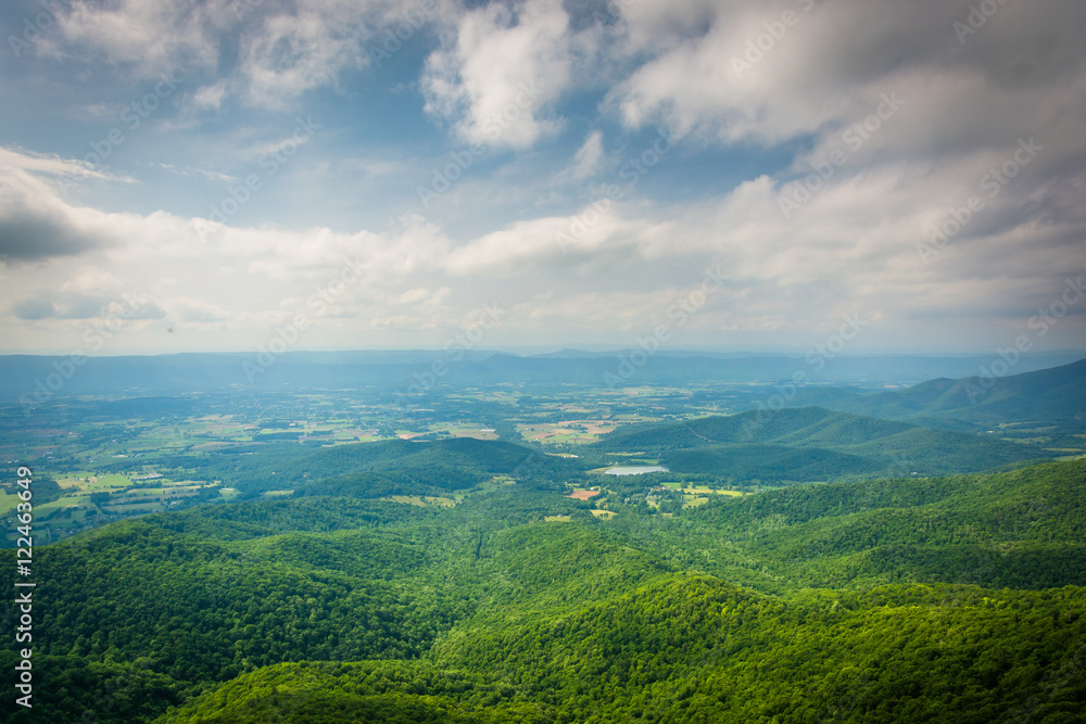 Fototapeta premium View of the Shenandoah Valley from Little Stony Man Cliffs, in S