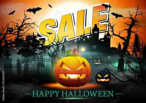 Sale Banner. Halloween Sale Vector. Sale Banner. Discount Background.