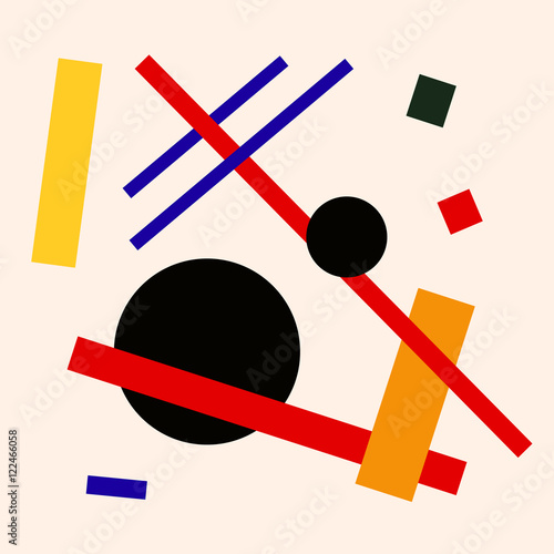 Abstract suprematism composition, square flat illustration