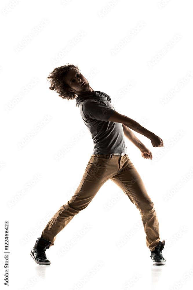 Hip Hop Dancer performing isolated on a white background