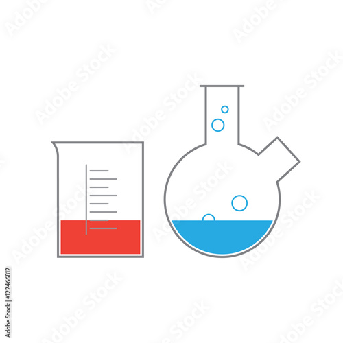 Illustration of two testing chemical glass tubes, isolated on white background.