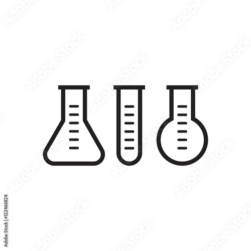 Black silhouettes of three testing tubes, isolated.