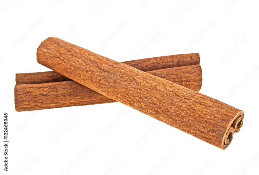 Two cinnamon sticks isolated on white background Two cinnamon sticks isolated on white background