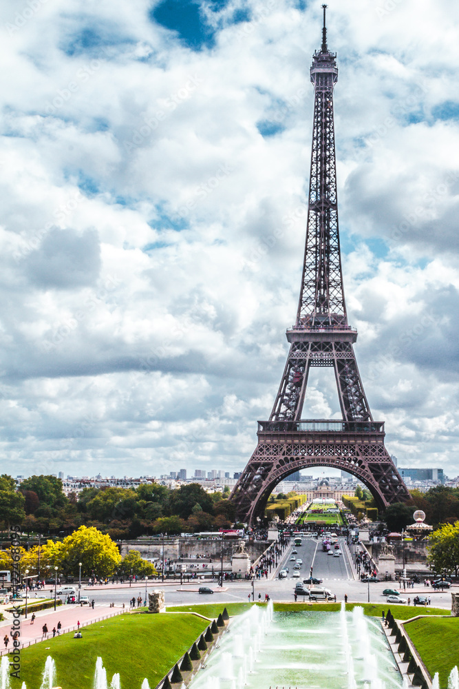 Tour Eiffel at a Cloudy Day in Paris, France