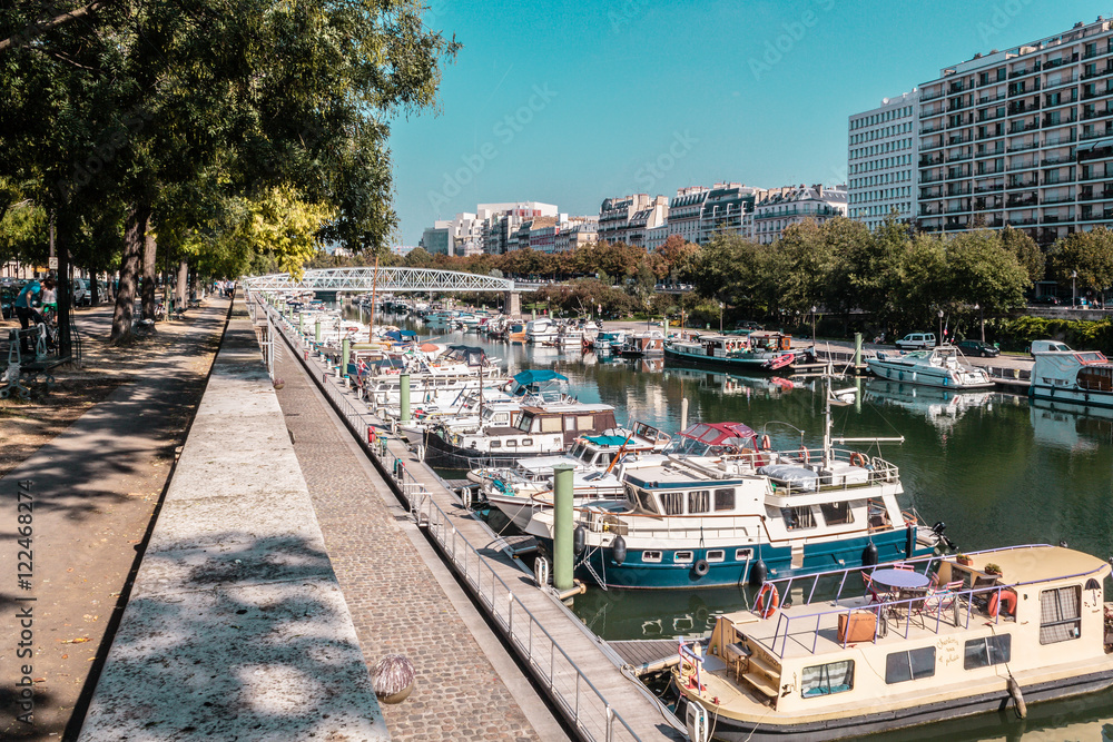 Boats and Buildings near La Seine in Paris, France