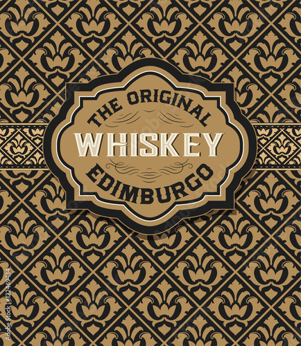 Old Whiskey badge with vintage backgroud