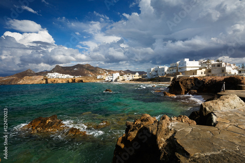 View of the Naxos town and one of its beaches. © milangonda