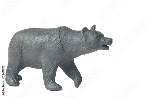 rubber plastic  toy of black bear isolated white