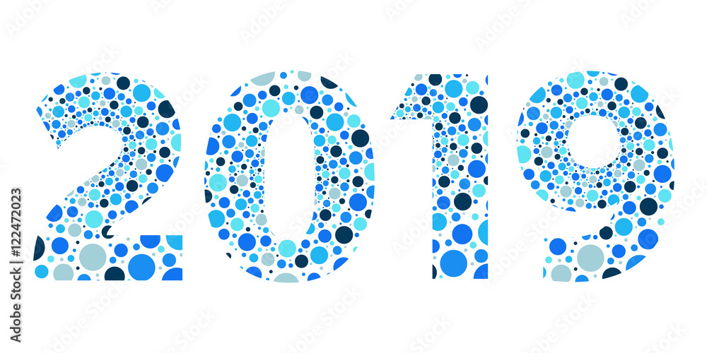 2019 Happy New Year bubble vector, blue isolated symbol 2019 Happy New Year bubble vector, blue isolated symbol