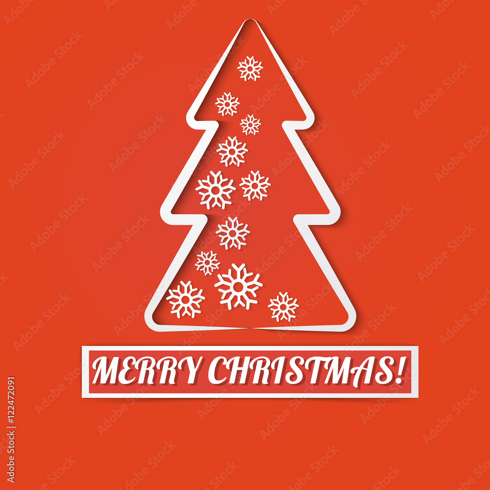 Christmas tree made of paper snowflakesa and paper ribbon Christmas tree made of paper snowflakesa and paper ribbon