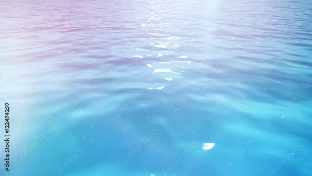 A stylized dreamlike water loop with color washes and floating dust.