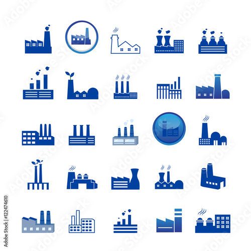 Factory Icons Set - Isolated On White Background.Vector Illustration,Graphic Design. For Web,Websites,Print,Presentation Templates,Mobile Applications And Promotional Materials