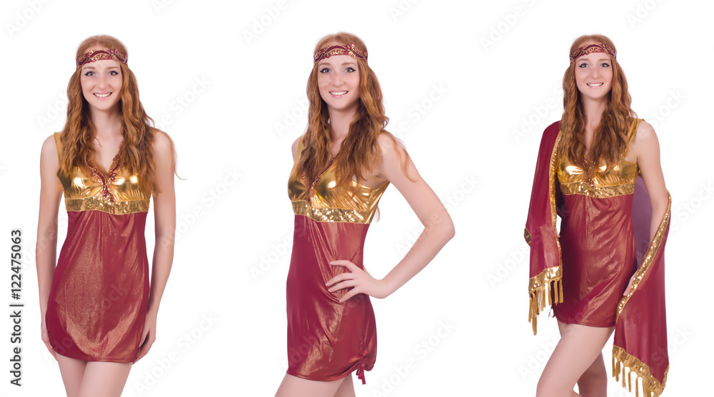Woman in eastern costume isolated on white Woman in eastern costume isolated on white