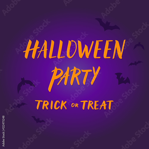 Banner design for Halloween party with callligraphy and flying bats. photo