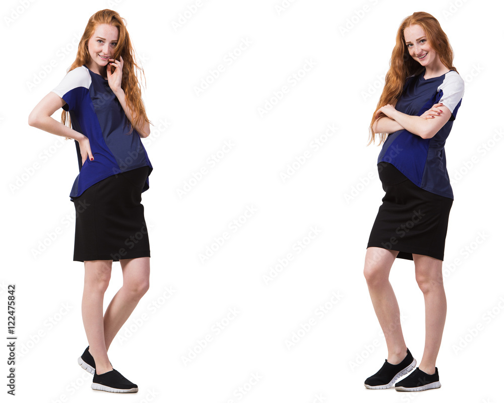 Pregnant woman in composite image isolated on white Pregnant woman in composite image isolated on white