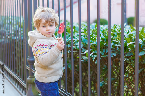 Little caucasian toddler boy having fun, outdoors © Irina Schmidt