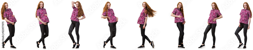 Pregnant woman in composite image isolated on white Pregnant woman in composite image isolated on white