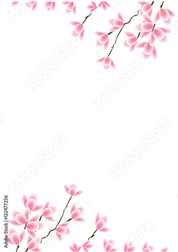Spring card tree with blooming magnolia flowers on a white background banner flyer vector beauty products © istorsvetlana
