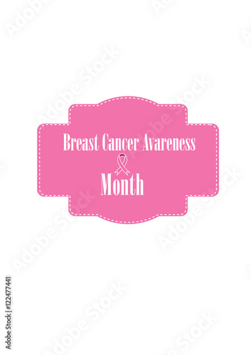 booklet label pink ribbon Breast Cancer month Avareness vector photo