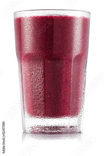 Berry and strawberry smoothie in glass