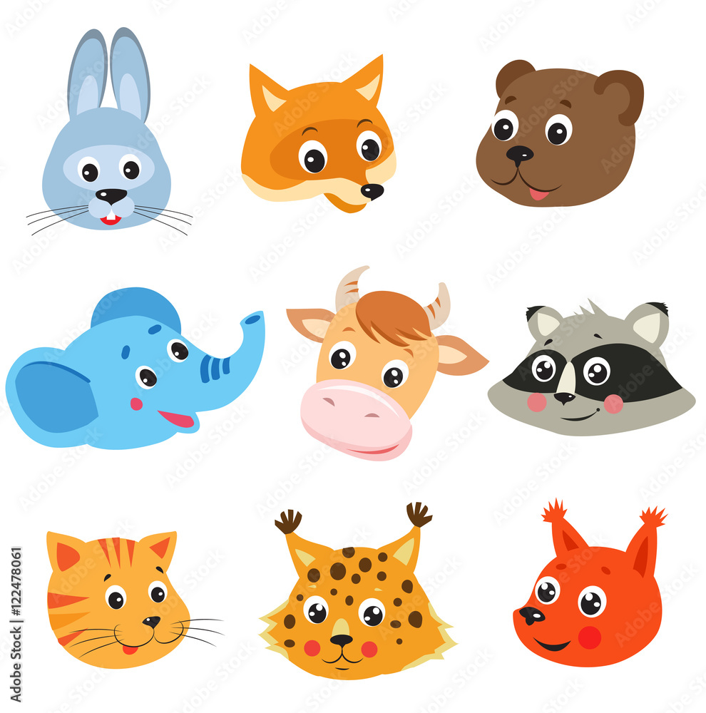 Cartoon Animal. Vector Set On White Background. Animal Face Mask. Animal Face Drawings. Fox Vector. Bear Vector. Elephant Vector. Cow Vector. Raccoon Vector. Squirrel Vector. Lynx Vector. Cat Vector. Cartoon Animal. Vector Set On White Background. Animal Face Mask. Animal Face Drawings. Fox Vector. Bear Vector. Elephant Vector. Cow Vector. Raccoon Vector. Squirrel Vector. Lynx Vector. Cat Vector.