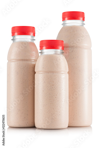 Pineapple and banana smoothie in three size of bottle