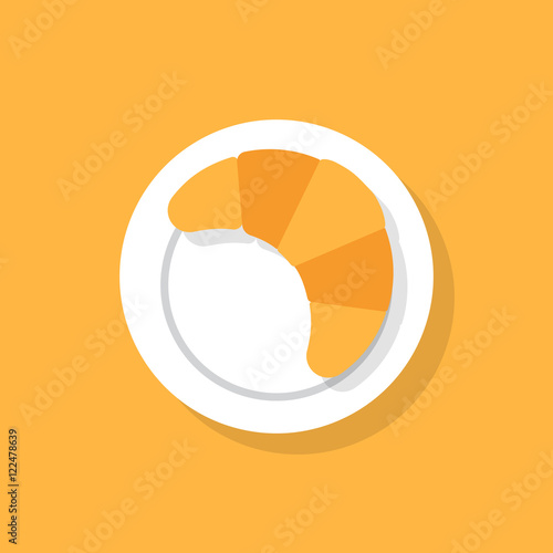 Croissant in a plate vector