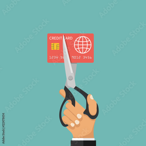 Cutting credit card.