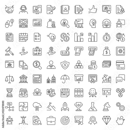 business and finance thin line iconset