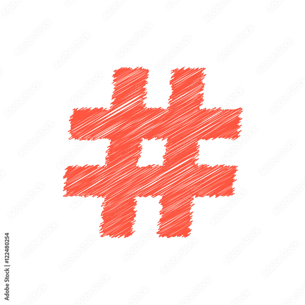 red scribble hashtag icon