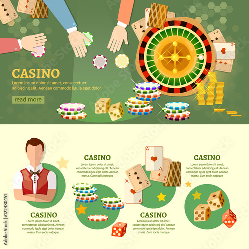 Casino infographics playing cards baccarat table