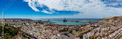 Panoramic cityscape of Almeria, view from the Alcazaba (Castle), Spain