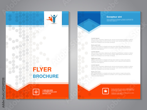 Wallpaper Mural Vector modern brochure, abstract flyer with simple dotted design. Layout template with arrows. Aspect Ratio for A4 size. Poster of blue, orange, grey and white color. Magazine cover. Torontodigital.ca