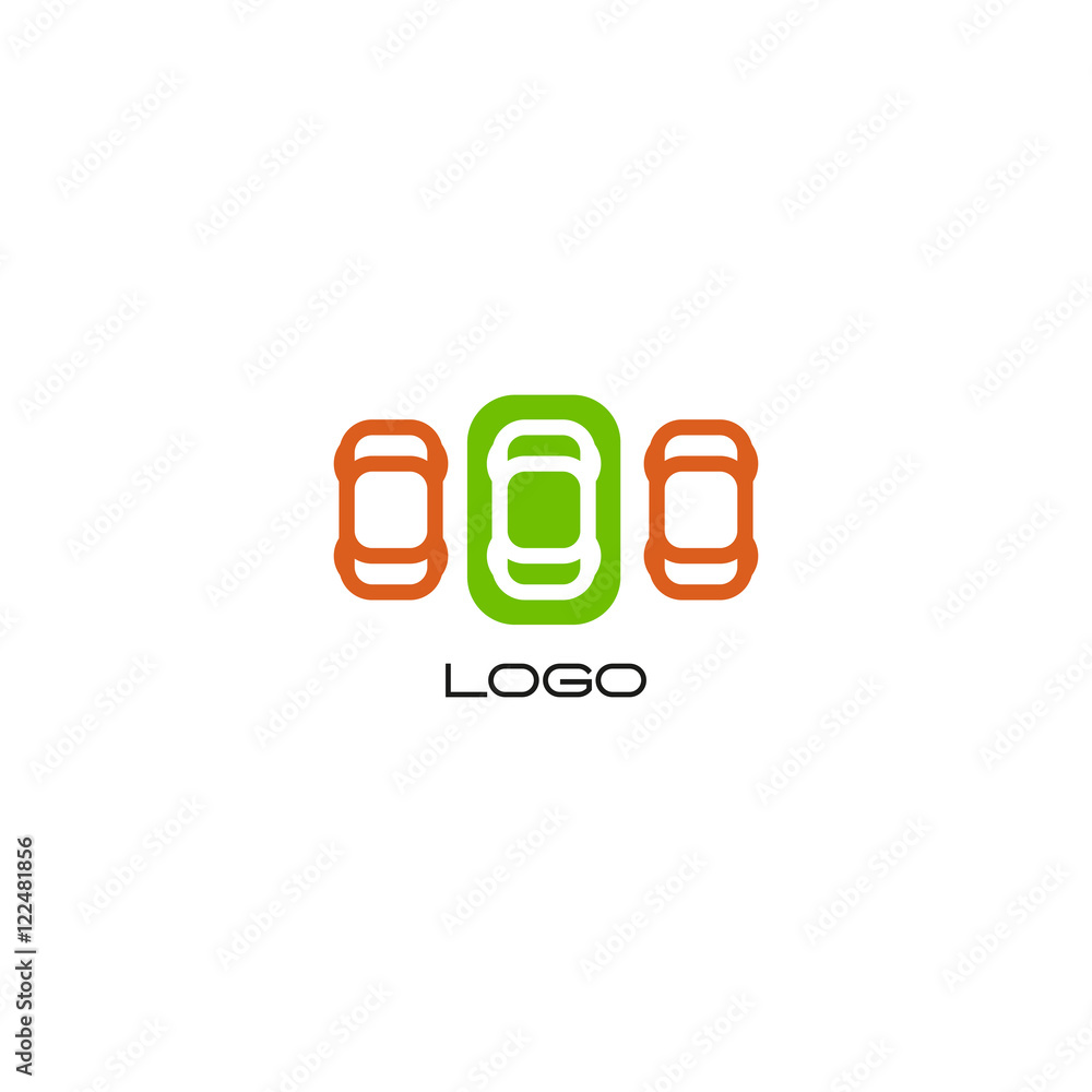 Set of isolated colorful vector devices. Simple mobile contour. Cars silhouette. Parking area sign. Road element. Mechanic service. Vehicles emblem. Car insurance logo.Cars vector illustration.