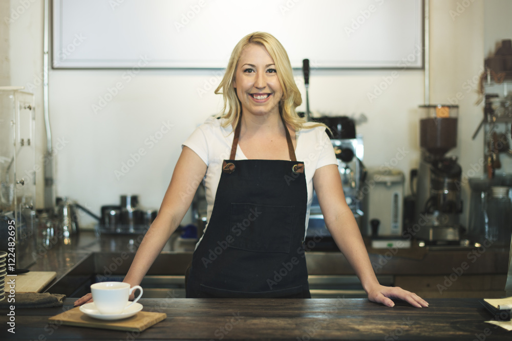 Coffee Shop Cafe Owner Apron Merchandise Concept Coffee Shop Cafe Owner Apron Merchandise Concept