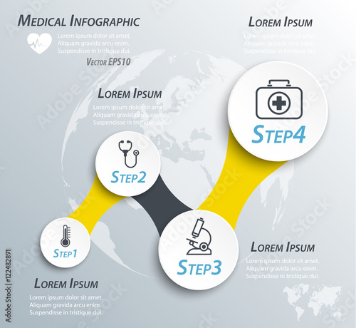 Medical timeline infographic and line icon