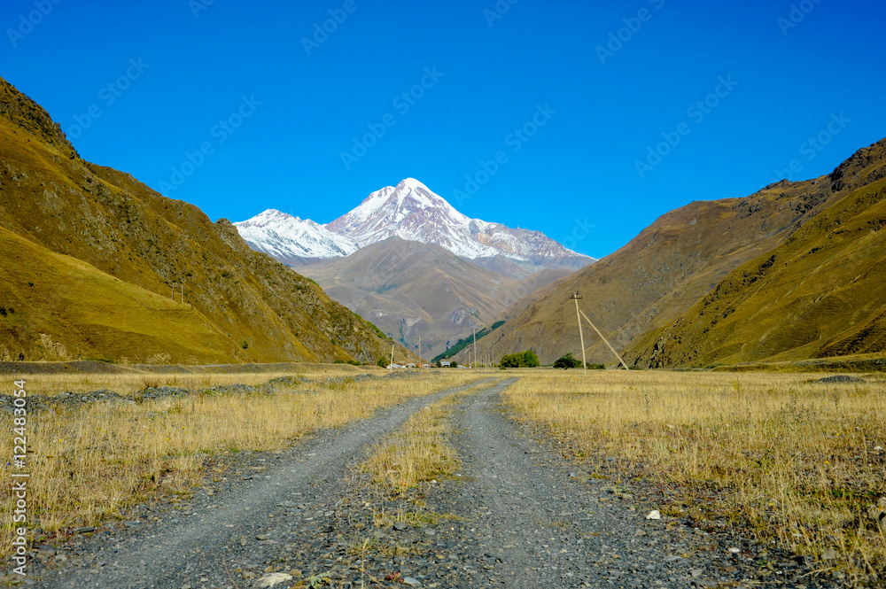 caucasus mountains in summer, Peak Mkinvari. view from village Sno caucasus mountains in summer, Peak Mkinvari. view from village Sno