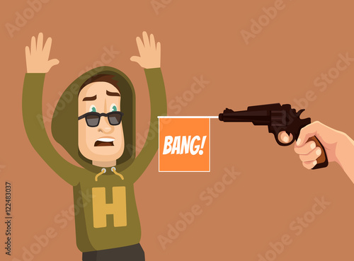 Offender and victim characters. Vector flat cartoon illustration