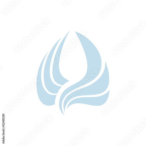Isolated abstract blue color bird element logo. Spreading wings with feathers logotype. Flight icon. Air sign. Vector  illustration. Angel symbol.