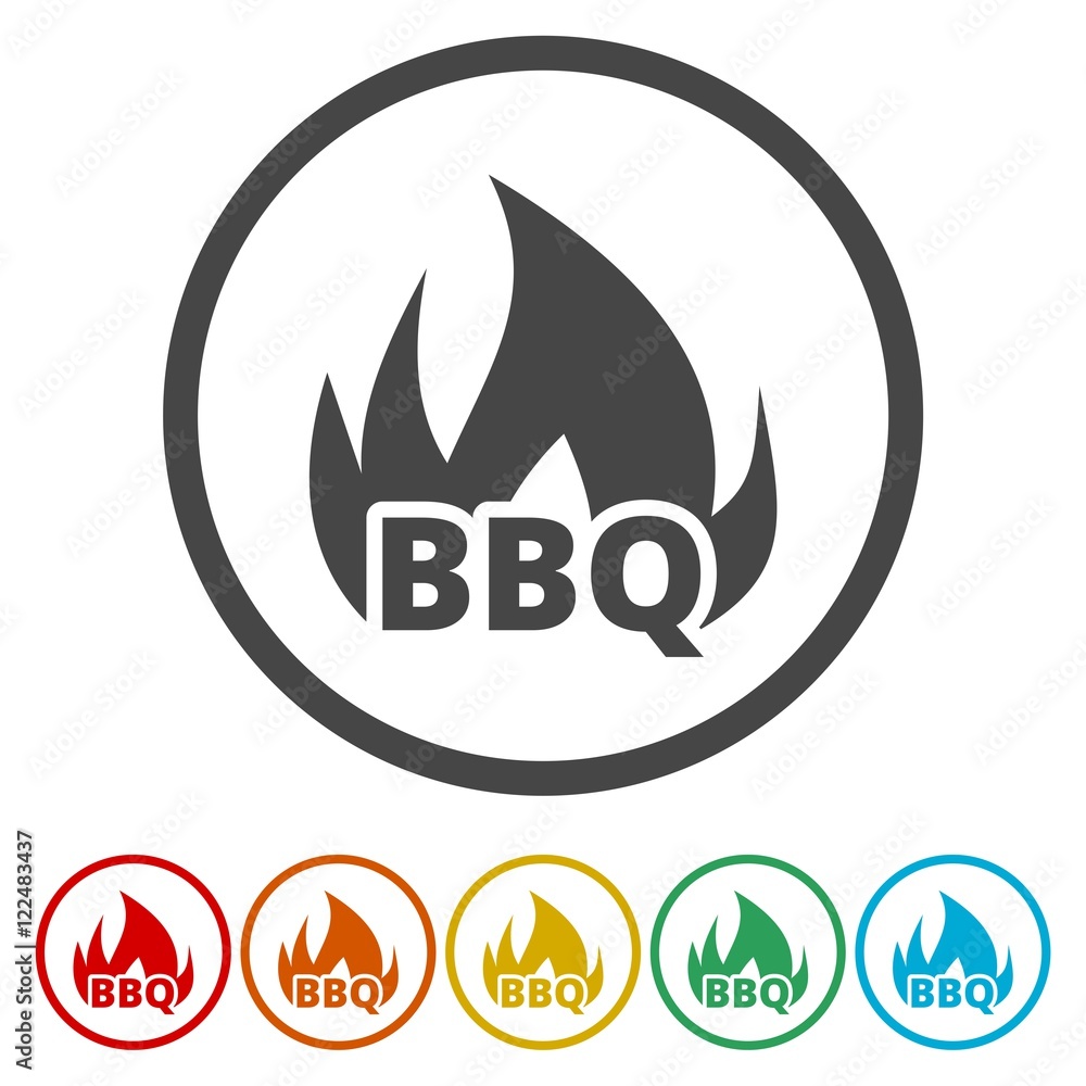 Flaming BBQ Party word design element Flaming BBQ Party word design element