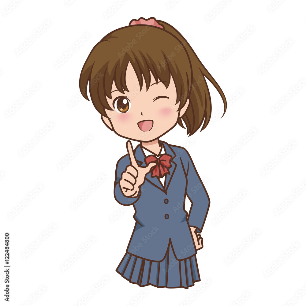 女の子　学生　イラスト