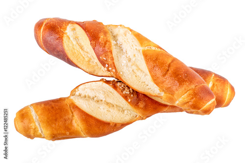 buns rolls lye rolls typical german bread isolated on white photo