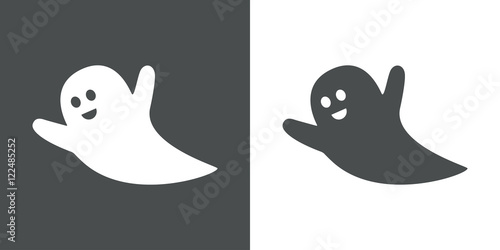 Icono plano fantasma volador gris