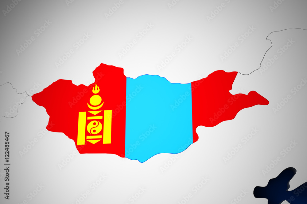 Obraz premium Mongolia on the world map 3d render